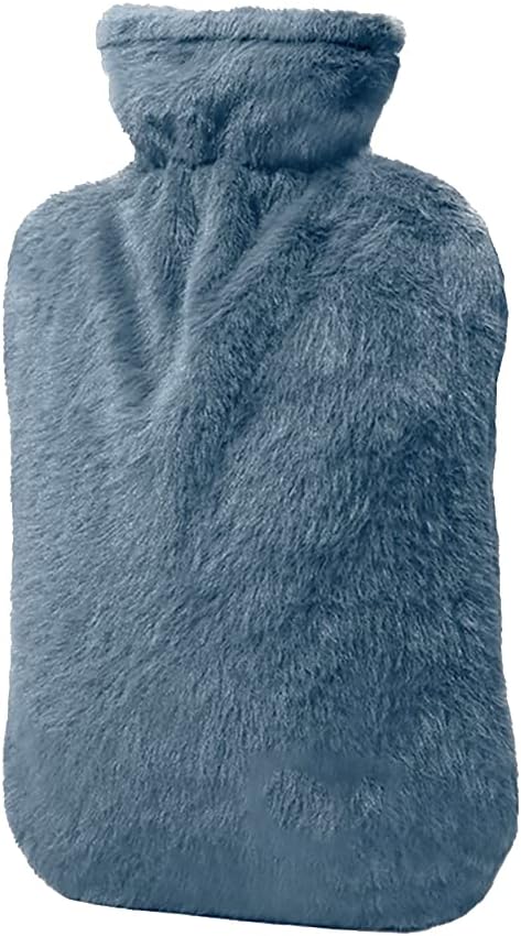 BICAREE Hot Water Bottle with Cover, 2L PVC Hot Water Bag for Neck, Shoulder Pain and Hand Feet Warmer, Menstrual Cramps, Hot Compress and Cold Therapy(Blue Ashes)
