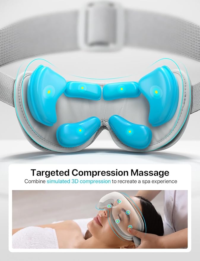 ALLJOY Eye Massager with Heat, Mothers Day Gifts for Women Men, Bluetooth Music Sleep Mask for Migraine Relief,Eye Strain, Dark Circles & Dry Eyes
