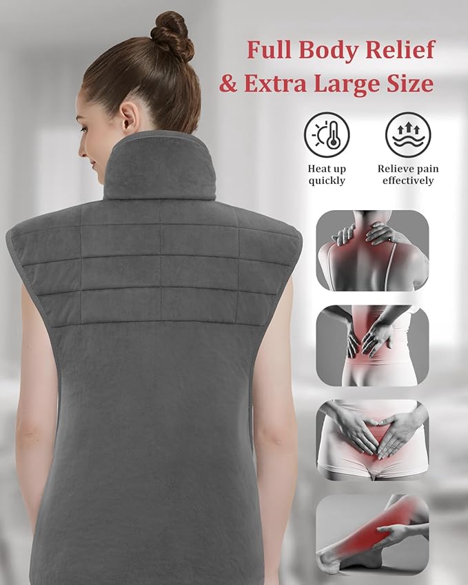 Heating Pad for Neck and Shoulders and Back, 2.7lb Weighted Heat Pads for Back Pain Relief, Birthday Fathers Mothers Day Gifts for Women Men Mom Dad, Heated Pad w/6 Heat Settings, 4 Auto-Off, 22"x37"