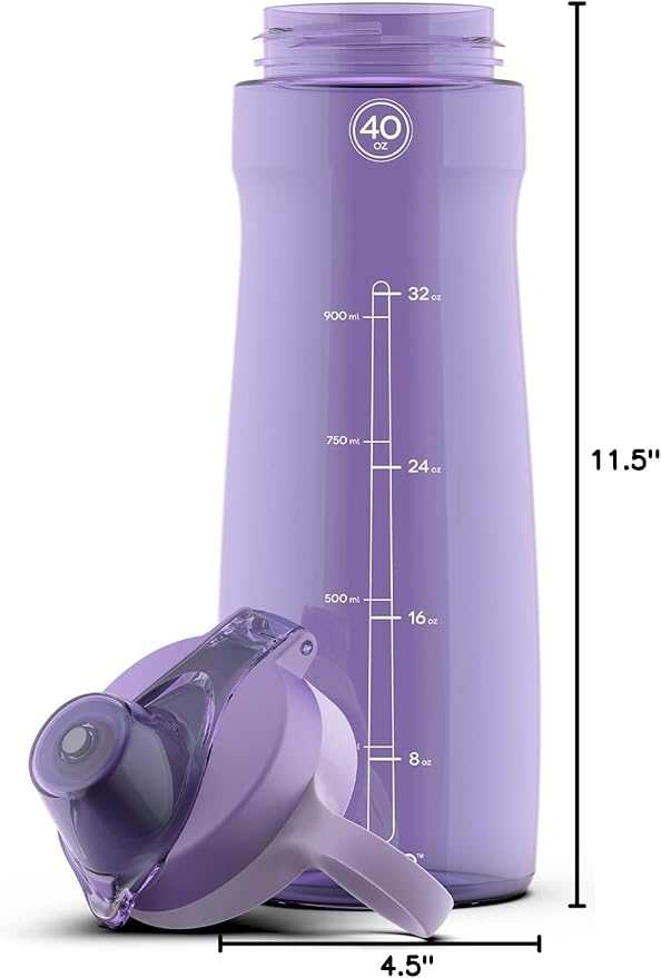 Pogo Plastic Water Bottle with Straw Lid and Carry Handle, Reusable, BPA Free, Dishwasher Safe, Perfect for Travel, School, Outdoors, and Gym | 32oz, 40oz