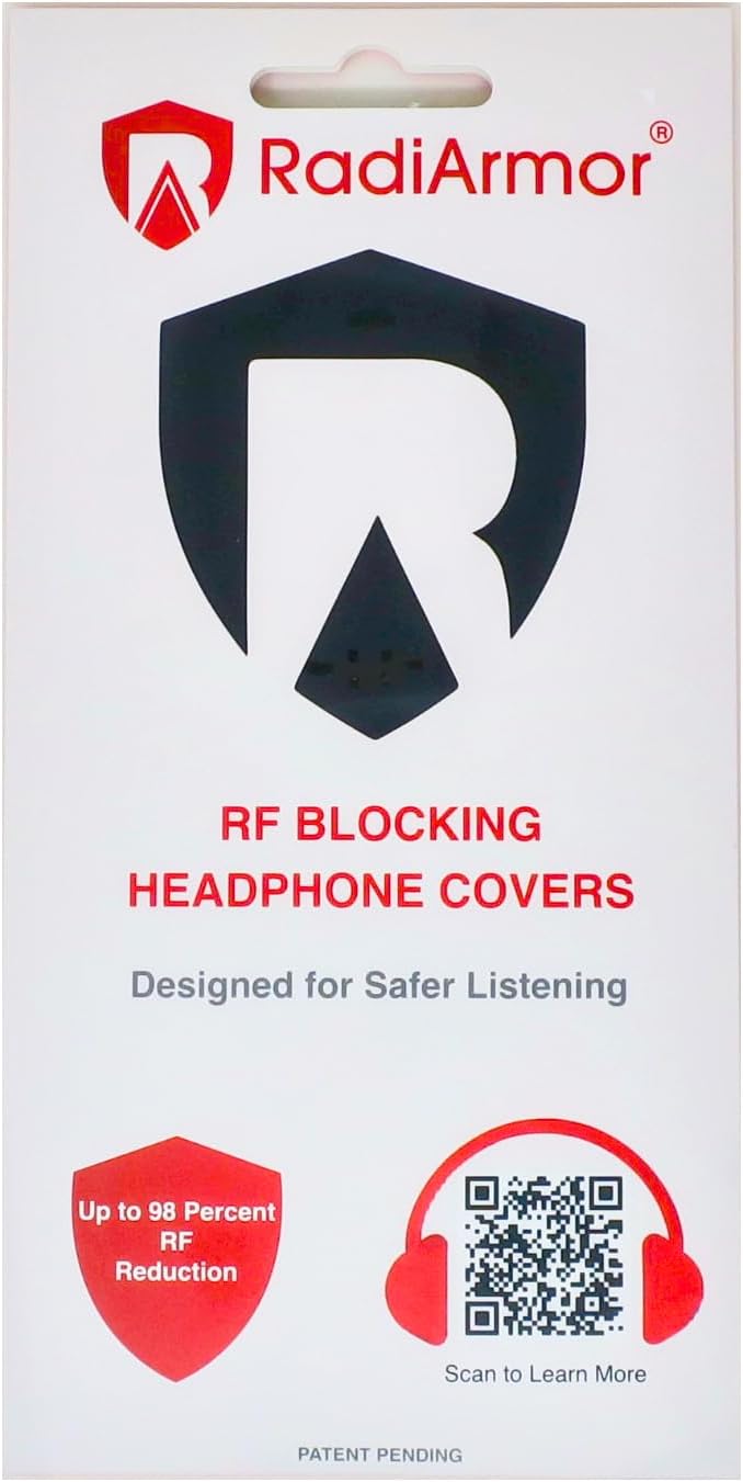 RadiArmor RF Blocking Headphone Covers – Shielding for Over-Ear Wireless Bluetooth Headphones – Reduces RF Exposure Between 90-98% (Black, Large)
