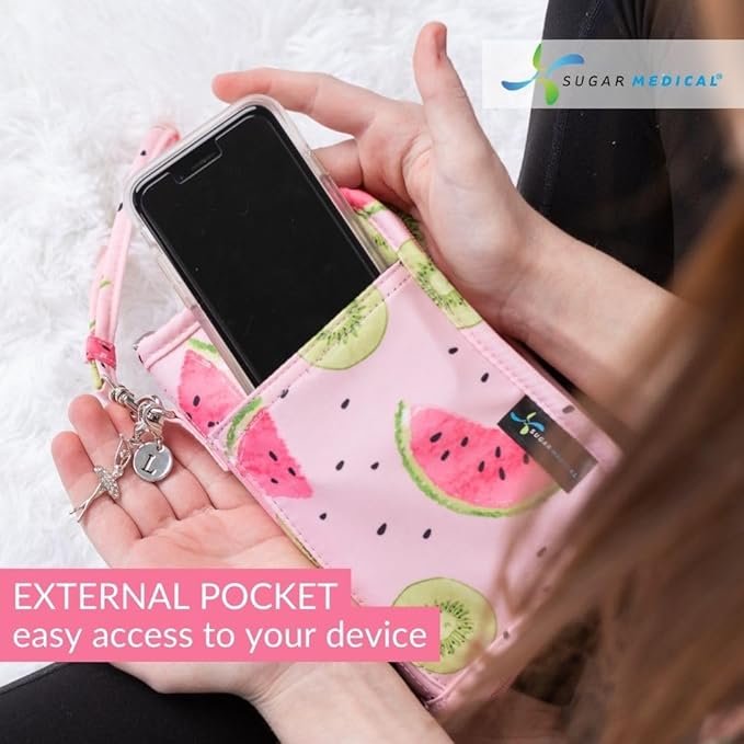 Sugar Medical Diabetes Supply Case | Medical Supplies Travel Bag | Glucose Meter Organizer | Diabetic Care Products | Glucometer Kit (Watermelon)