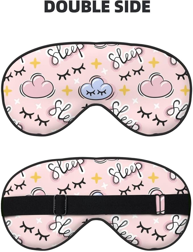 Cute Cloud Sleep Mask Eye Mask with Adjustable Strap Eye Sleep Shade Cover Blocks Light for Women Men Airplane Travel Nap