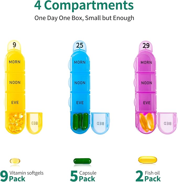 Daviky Monthly Pill Organizer 4 Times a Day, 30 Day Pill Organizer with Daily Pill Box Organizer, One Month Medicine Pill Case, 31 Day Pill Container Pill Holder to Hold Supplement and Medication