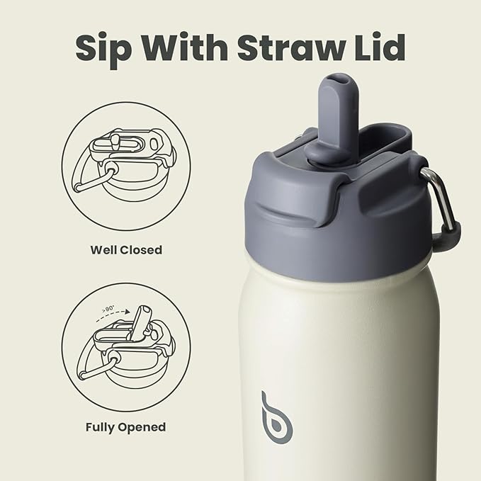 BOTTLE BOTTLE 24oz Insulated Water Bottle Stainless Steel Sport Water Bottle with Straw and Adjustable Lid Daily Pill Organizer