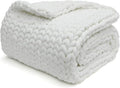 YnM Knitted Weighted Blanket, Hand Made Chunky Knit Weighted Throw Blanket for Sleep or Home Décor, Rest and Relax in Style Handmade Weighted Blankets (White, 80''x87'' 25lbs)