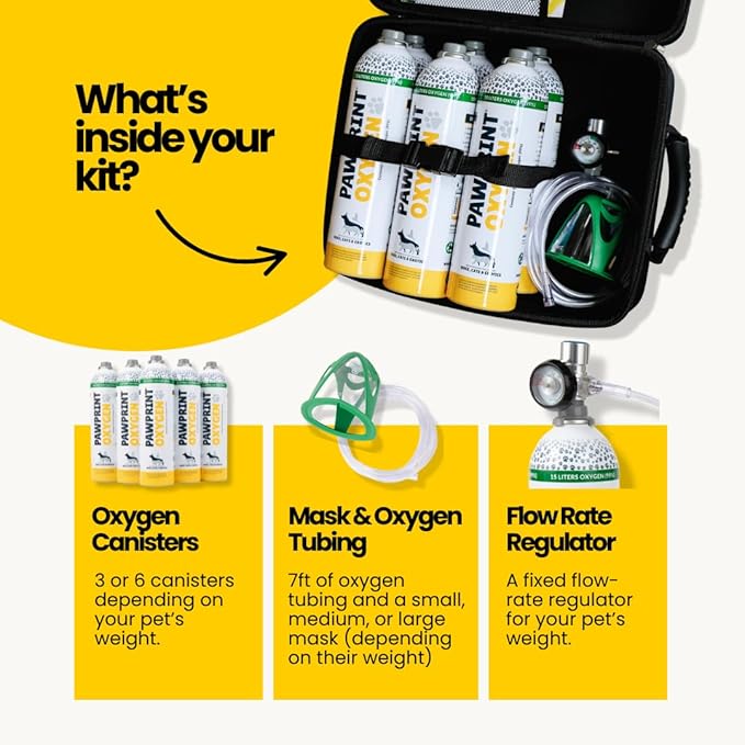 Cat Rescue Oxygen Kit – Portable Oxygen Supply for Pets for Transport and Rescue – Oxygen, Mask, Regulator, Tubing & Travel Case Included (Rescue Oxygen Kit for Cats 0-11 lbs)
