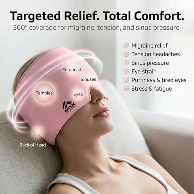 RBX Migraine Relief Cap Hot and Cold Headache Relief Cap Gel Mask, Hangover Headache Relief