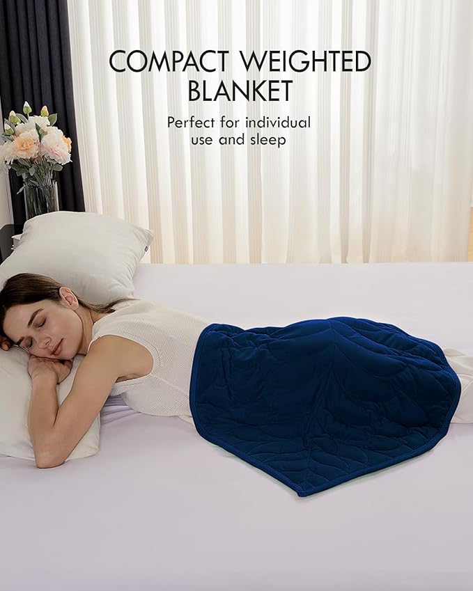 Kaisa Weighted Blanket for Adults(5 lbs, 23" x 29"), Soft Weighted Lap Blanket Machine Washable, Small Heavy Blankets with Glass Beads for Travel & Sleep,Navy Blue