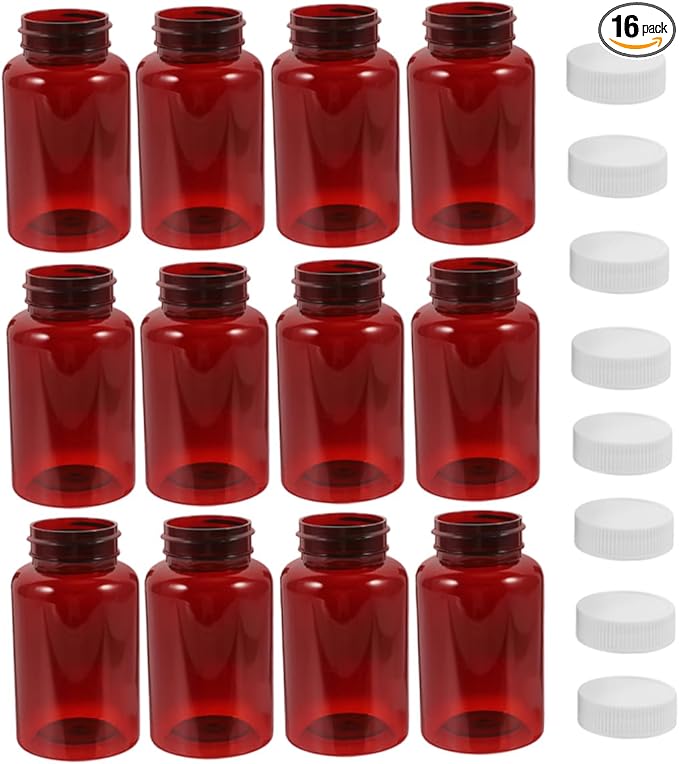 16Pcs Empty Pill Bottles with Caps Travel Friendly Medicine Storage Containers for Organizing Pills and Medications Ideal for Home the Go Use