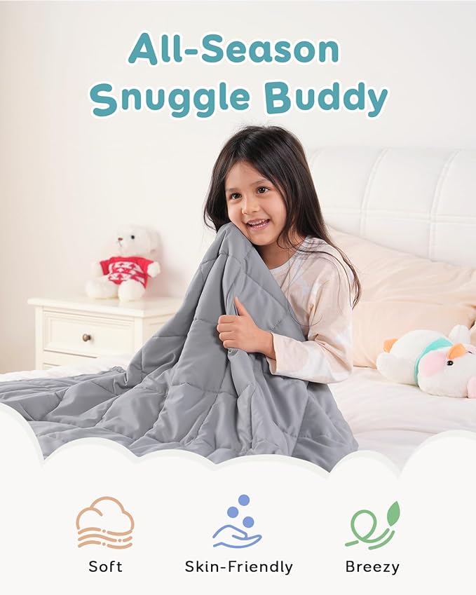Topblan 5 lb Weighted Blanket, 36" x 48" Small Heavy Lap Blanket, Soft Microfiber, Glass Bead Filling for Calming, Washable, Grey