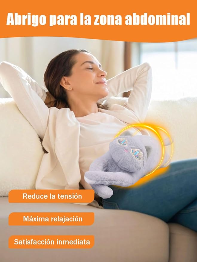 Cat Heating Pad for Period Cramps 5 Heat Settings Auto Shut Off USB Portable Electric Heat Pad Soft Thick Fuzz Stuffed Animal Cute Kitty Warmer for Body Pain Relief Comfort Accompany Help Relax Gift