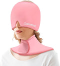 Migraine Relief Cap and Neck Ice Pack Wrap Gel Set, Upgrade Headache Hangover Cold Cap and Cervical Ice Packs Compress Relief for Head Cervical Pain, Stress, Swelling, Office Pressure Gift Women-Pink