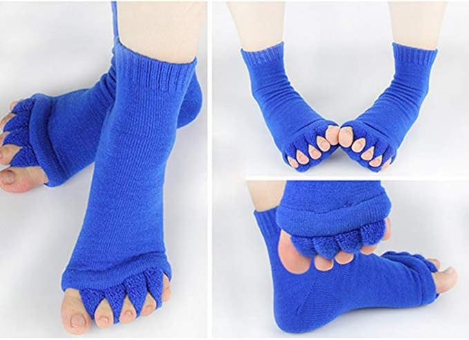 AIBEARTY 3 Pairs Yoga Sport Gym Five Toe Separator Socks Foot Massage Toeless Socks