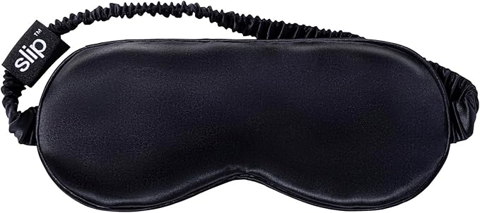 slip Pure Silk Sleep Mask - 100% Mulberry Silk, Ultra Soft & Comfortable, Blocks Light for Restful Sleep| Adjustable Strap for Perfect Fit, Gentle on Skin & Hair (Black - 1 Count Pack of 1)