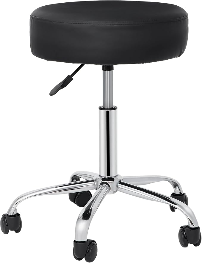 ZENY Round Rolling Stool with Wheels, Extra Thick 4.2 inch Cushion Drafting Office Stool Chair for Salon Spa Home Shop, Massage Tattoo Vanity Medical