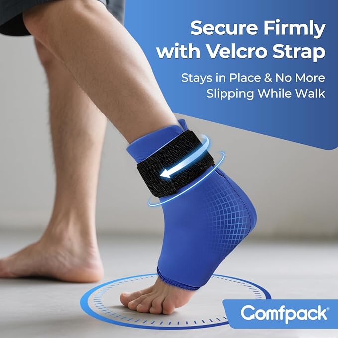 Ankle Ice Pack Wrap for Plantar Fasciitis, Swelling,Reusable Ankle Brace Ice Pack, Flexible Hot Cold Therapy Ice Sock for Achilles Tendonitis, Sprain, Surgery, Heel Pain