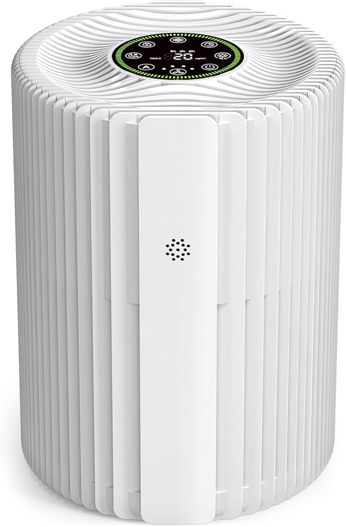 Air Purifiers For Bedroom With Air Quality Display 1095 Sq. Ft True H13 HEPA Pet Air Purifier For Dorm Room With 360° Air Intake & Outlet For Home Bedroom Office, DH-JHD07(White)