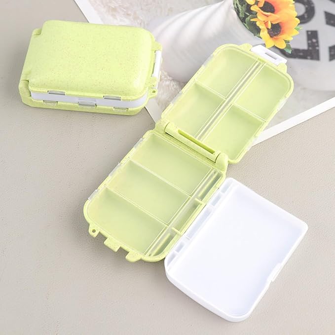 Cabilock Portable Medicine Box 2-Pack Foldable Three-Layer Pill Organizer with 8 Compartments Travel Case for Vitamins Supplements and Small Items