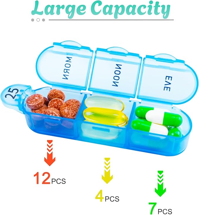 Cruxer Monthly Pill Organiser 3 Times a Day, Detachable 31 Day Pill Box, Travel 3 Times Pill Container, Pill Case 1 Month 32 Compartments, Tablet Organiser to Hold Vitamins, Fish Oil, Supplements
