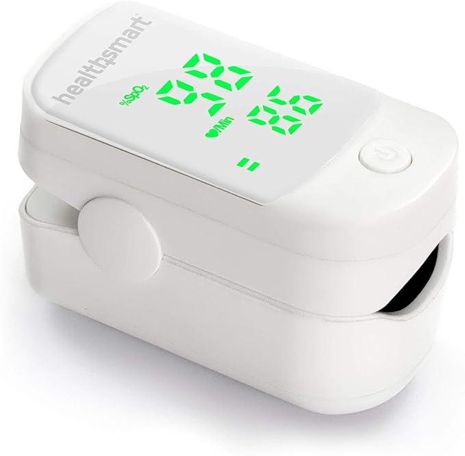 HealthSmart Pulse Oximeter for Fingertip That Displays Blood Oxygen Saturation Content, Pulse Rate and Pulse Bar with LED Display, Accurate and Reliable, Green
