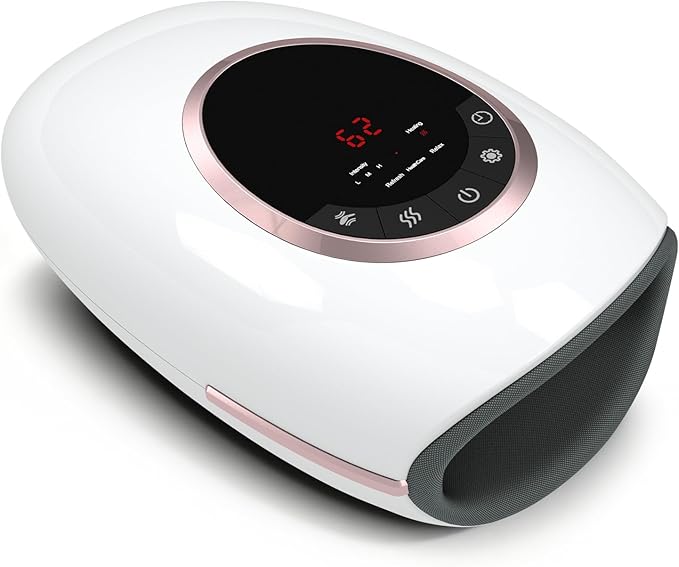 Foruisin Hand Massager with Heat and Compression, 3 Strength Levels & Modes, 10/15/20 Min Timer,Large Size Fits Hands & Forearms Carpal for Arthritis, Pain Relief, Carpal Tunnel (White, General)