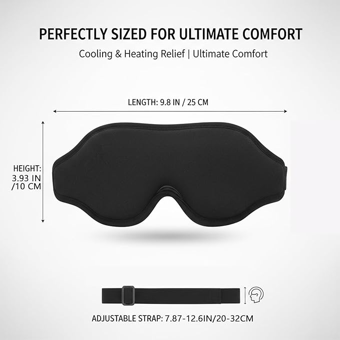 99% Fully Block Out Light Eye Sleep Mask, 3D Deep Contoured Eyes Cover Zero Pressure, Long Lash Extension Eyes Mask with Adjustable Straps for Sleeping Travel Home Nap Rest Women Men (Black)