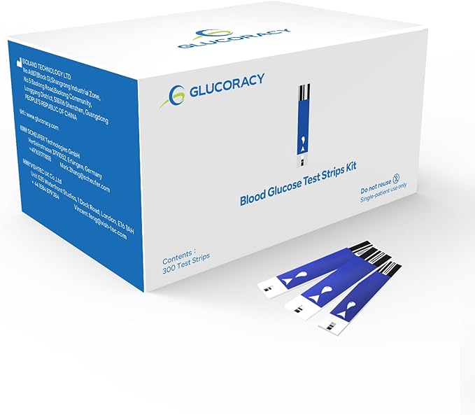 Glucoracy 300 Counts Blood Glucose Test Strips, Only Works with Glucoracy G-425-2/G-425 Blood Sugar Monitor, Self Diabetes Blood Glucose Home Monitoring, 6 Vials 50 Pieces Per Vial