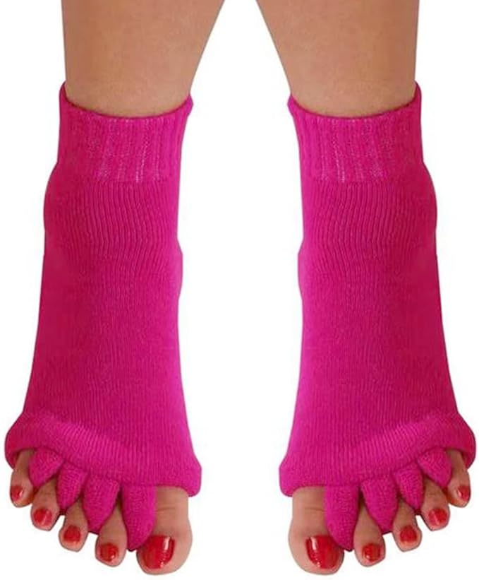 AIBEARTY 3 Pairs Yoga Sport Gym Five Toe Separator Socks Foot Massage Toeless Socks