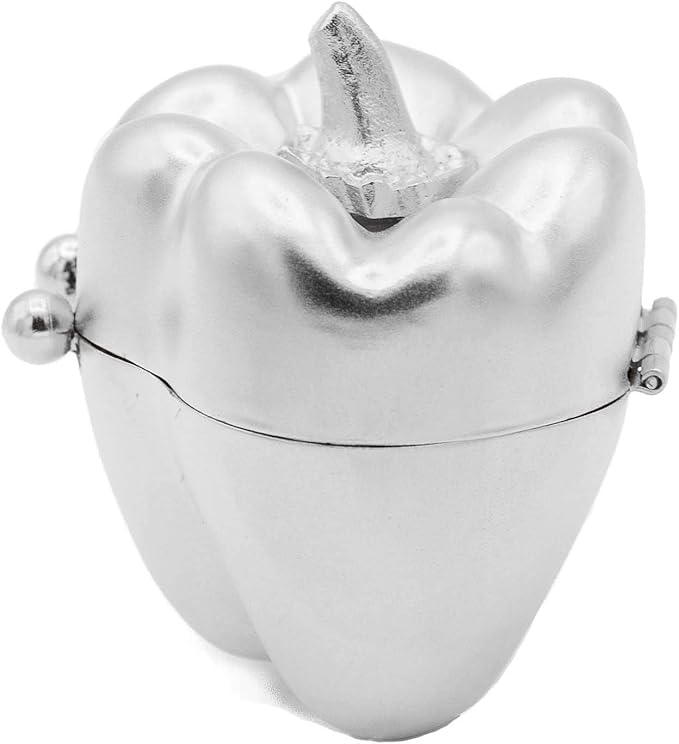 Silver Pepper Shaped Pocket Purse Portable Travel Pill Box & Medicine Organizer (1 Large Compartment)