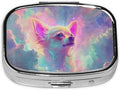 Dreamy Chihuahua in Cloud Pill Box with Mirror 2 Compartments Square Pill Organizer for Pocket