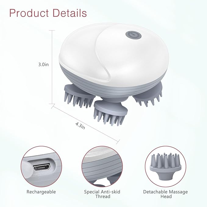 LOFICOPER Electric Scalp Massager, Pet Massager for Dogs and Cats, Handheld Electric Scalp with 4 Rotating Massage Heads, 96 Massage Nodes, for Pet Relaxation, Soothing Mood