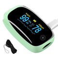 Fingertip Pulse Oximeter with Respiration Rate Monitoring, PI & RR Measurements, Rechargeable Blood Oxygen Monitor with Heart Rate and Fast Spo2 Reading, Pulse Ox with OLED Display, 6 View Modes & Auto-Rotating Screen (Green)