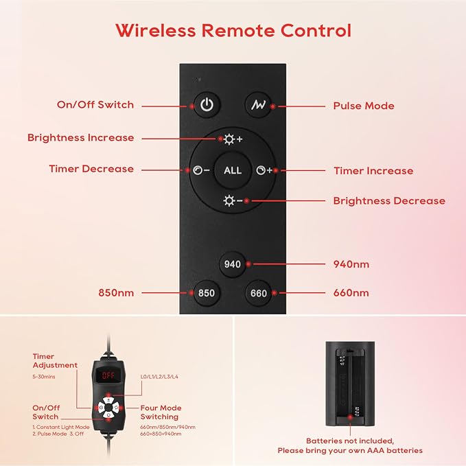 Morfone Red Light Therapy Lamp with Wireless Magnetic Remote - 660nm 850nm 940nm 3 in 1 Red Infrared Light Therapy Lamp with Stand with Large Panel, Therapy Device at Home, Gift for Women