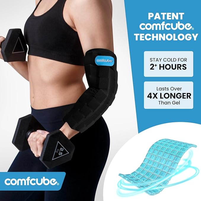 Elbow Ice Pack for Tendonitis & Tennis Elbow, 2 Hours Long Lasting Cold Compression Ice Pack Wrap Sleeve Pain Relief for Arthritis, Injuries, Swelling, Golfers Arm(Black)