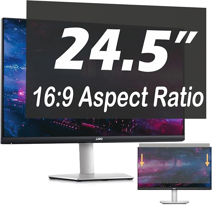 24.5 Inch Privacy Screen for Computer Monitor, 16:9 Anti-Spy Filter for Laptop & PC Display, Blue Light Blocking Anti-Glare Reversible Protector Film, Easy Slide-Mount Installation (24.5 Inch Widescreen(16:09))