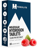 HydroLite Molecular Hydrogen Tablets for Drinking Water with Magnesium | Highest Concentration H2 12,000 PPB | Energy Booster, Enhance Performance & Recovery | Made in USA, 30 Tablets (Raspberry)