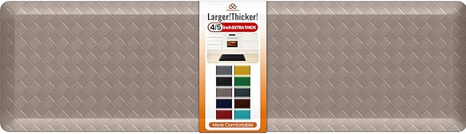 4/5 Inch Extra Thick Kitchen Mats for Floor,Non Slip Anti Fatigue Kitchen Rugs,Waterproof Stain Resistant Sink Mat,Cushioned Standing and Comfort Mats for Office (17"x60" Khaki)