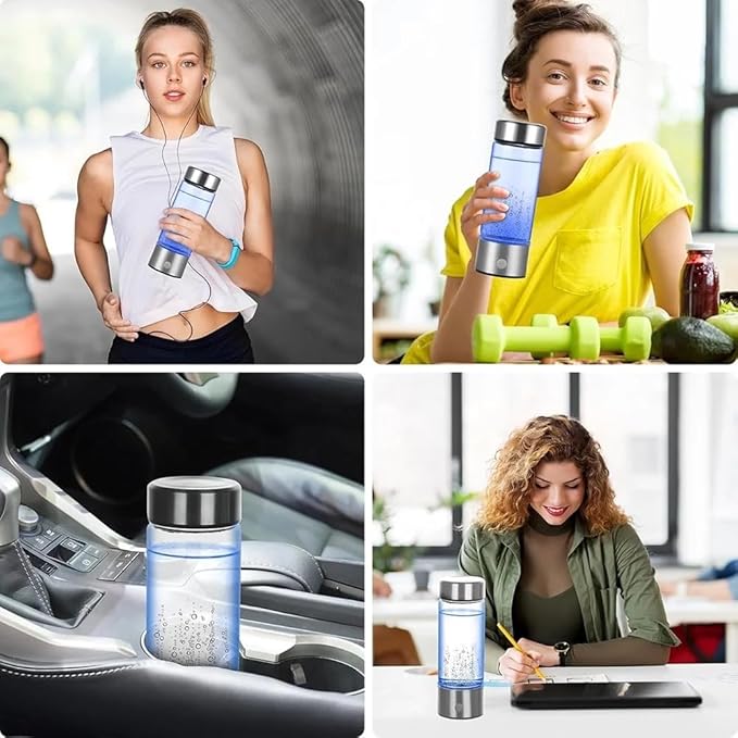SAPPHIRE Hydrogen Water Bottle, 2025 Advanced 5th Generation SPE & PEM Technology, Portable & Rechargeable Hydrogen Water Bottle Generator, Chlorine & Ozone-Free, Stainless Steel 14oz