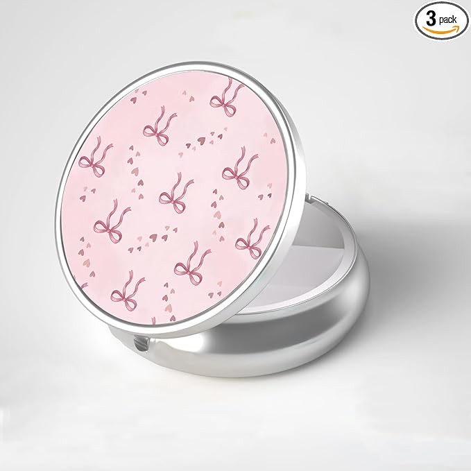 LRITER Pill Case, Portable Travel Pill Box, Pillbox Organizer, Cute Small Medicine Storage Container, Purse Accessories for Women, Men (Ribbon Bow)