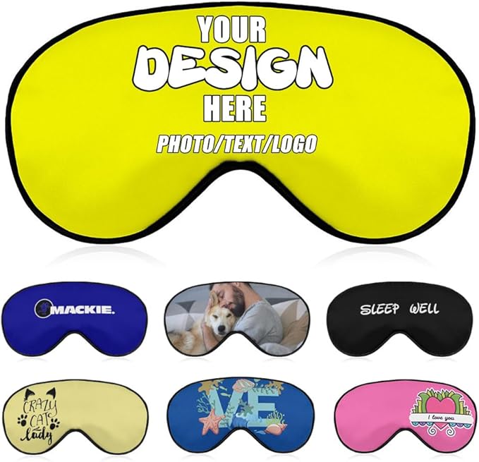 Custom Eye Masks for Sleeping Men Women Kids, Customized Blackout Eye Covers, Personalized Night Blindfolds for Adult Children,#Yellow