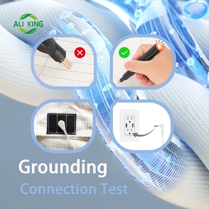 Ali King Grounding Sheets - King Size, Soft Cotton with Silver Fiber, 15'' Deep Pocket Earth Grounding Fitted Bed Sheets for Improved Sleep (Dark Gray, King 76''*80''*15'')