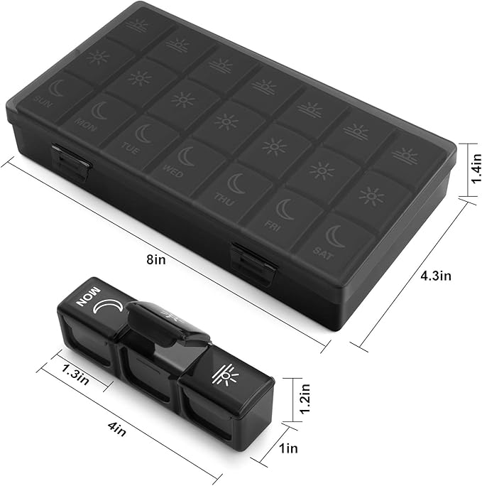BUG HULL Weekly Pill Organizer 3X a Day, Daily 7 Day Pill Box 3 Times a Day, Travel Medicine Pill Organizer Pill Case Container for Vitamins, Supplements