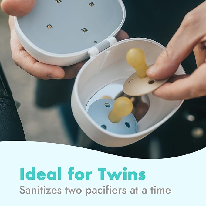 Papablic Portable Pacifier Sanitizer, UV Light Sanitizer Case On The Go for Baby Health, USB Rechargeable Mini Travel Sanitizer Box, 99.99% Cleaned in 59 Seconds