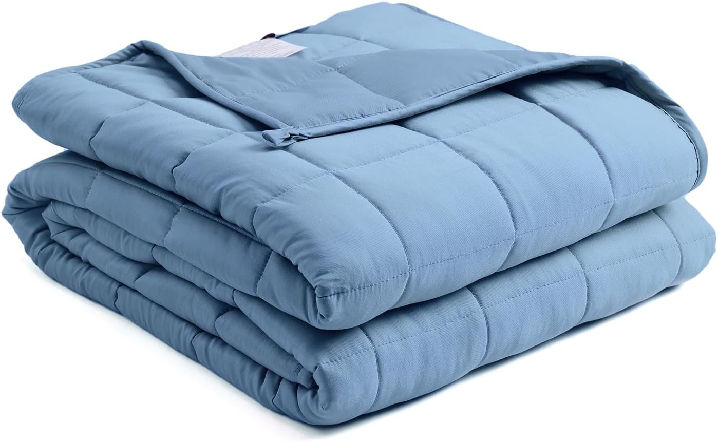 BB BLINBLIN Cooling Weighted Blanket Heavy Blanket,Premium Soft and Comfortable Material and Glass Beads (Blue, 80''x87'' 25lbs), Two Persons(110~190lb) Sharing Use on Queen/King Bed
