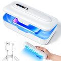 Nail Tool Sterilizer Box - Portable Recharging Nail Tool Cleaner Box Container Plastic Sterilizer Machine for Nail Tools,Tweezers,Hair Salon,Tattoo,Jewelry, Phone (White)