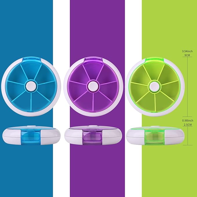 Creative Portable Mini 7 Day Weekly Circular Shape Rotary Cute Fruit Style Pill Storage Case Box (Mixed Color)