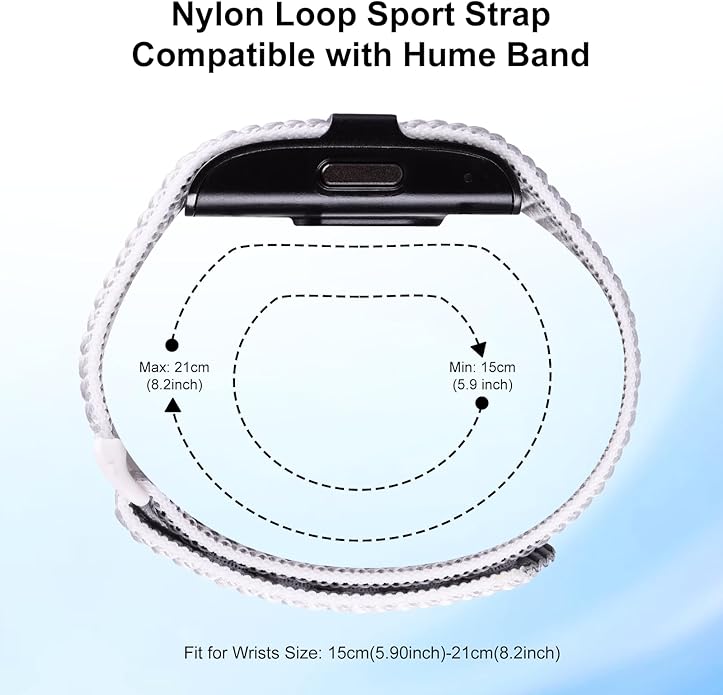 Nylon Loop Sport Replacement Strap Compatible with Hume Band,Adjustable Soft Bands for Women Men,Breathable Wristband for Fitness Tracker