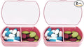 2PCS Small Pill Case Travel Pill Box Cute Pill Organizer for Purse Portable Daily Medicine Organizer 2 Compartment Pill Holder for Vitamins, Fish Oil, Supplements