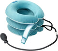 Cervical Neck Traction Device for Neck Pain Relief - Inflatable Neck Stretcher Traction Collar for Neck Decompression - Best Home Use Neck Brace Pump (Blue Plush)